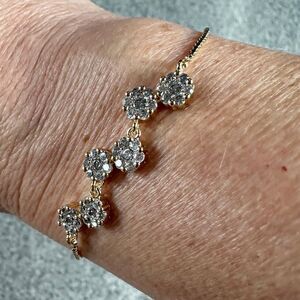 NEW Pretty Bird Lariat Floral CZ Bracelet Yellow Gold Plated Elegant Sparkle